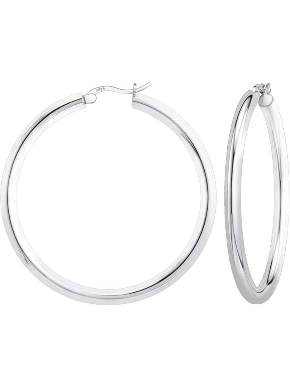 Stylish 4MM Round Sterling Silver Hoop Earrings for Women & Men - Gift Box